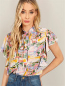 Új modell színes női blúz nyakkendővel