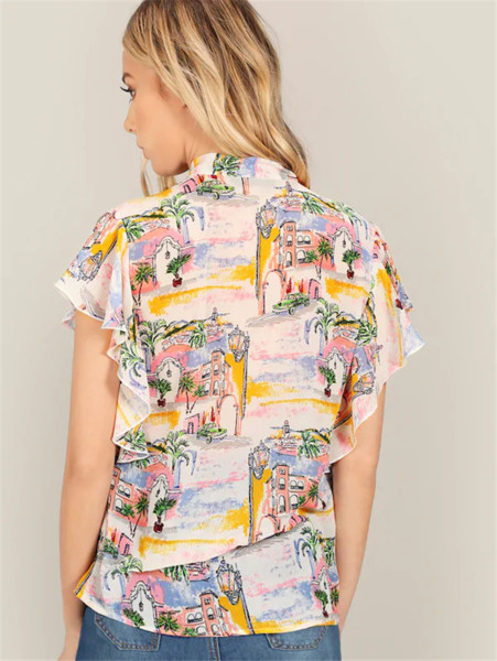 Új modell színes női blúz nyakkendővel