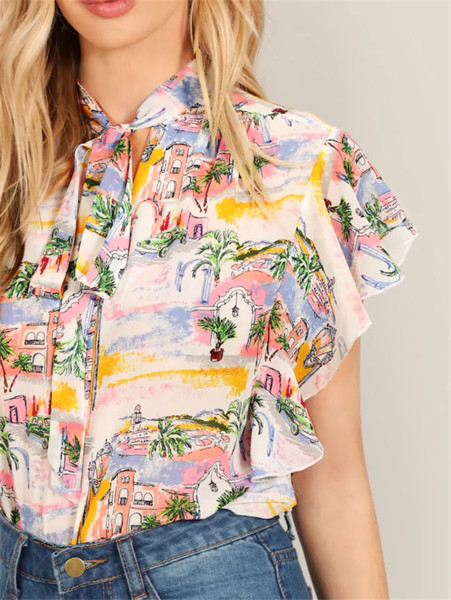 Új modell színes női blúz nyakkendővel