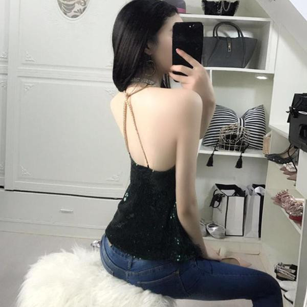 Fényes női akasztófelső V-nyakkal, három színben