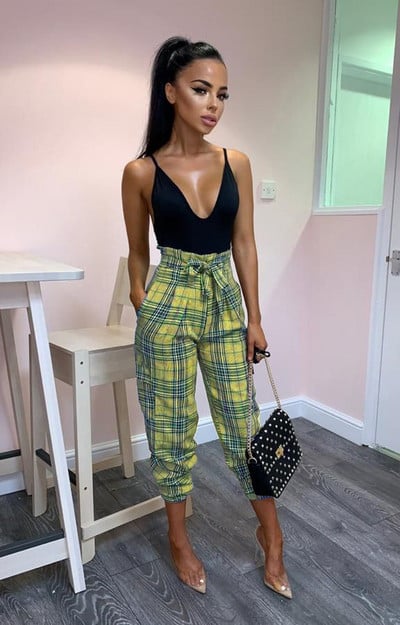 Pantaloni dama in carouri model nou in mai multe culori