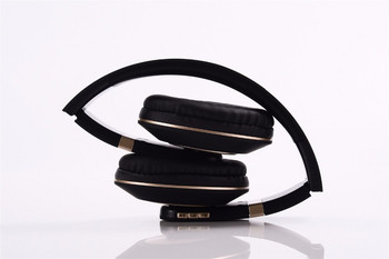 Стерео bluetooth слушалки модел SY-BT1609 сгъваеми с опция за AUX режим - черни със златисто