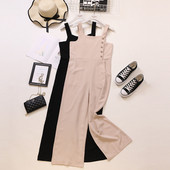 Modern női overál rózsaszín és fekete pántokkal