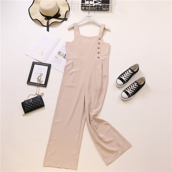 Modern női overál rózsaszín és fekete pántokkal