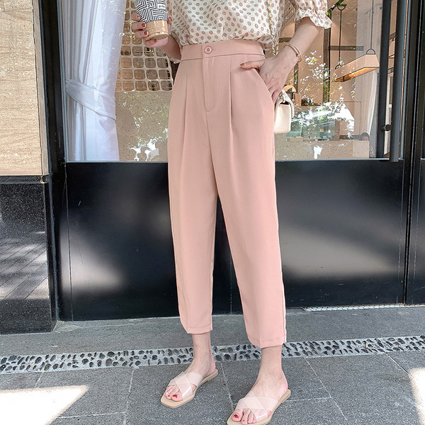 Női nadrág boka felett rózsaszín színben