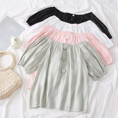 Modern női blúz csupasz váll és gombokkal több színben