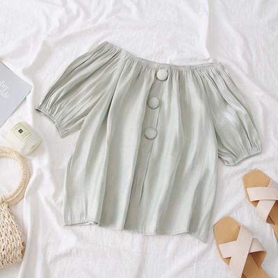 Modern női blúz csupasz váll és gombokkal több színben