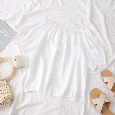 Modern női blúz csupasz váll és gombokkal több színben