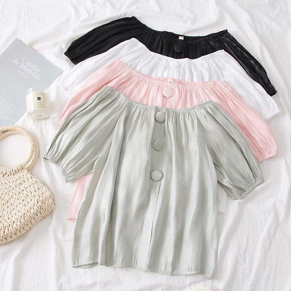 Modern női blúz csupasz váll és gombokkal több színben