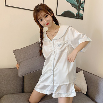 Kétrészes női pizsama fehér és rózsaszín színben