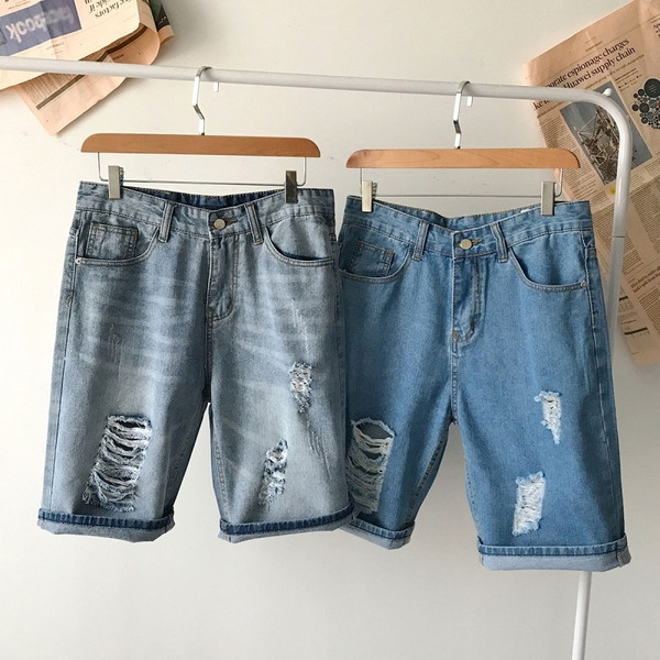 Pantaloni scurți moderni pentru bărbați cu motiv rupt în două culori