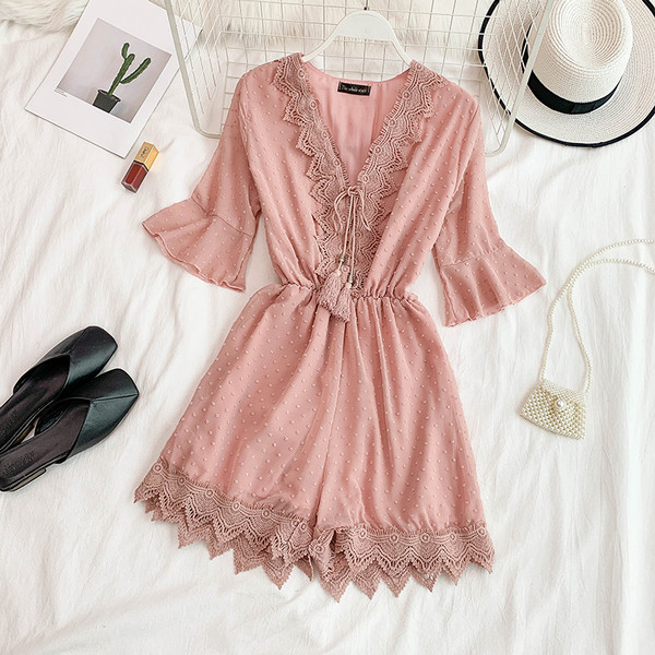 Salopeta de dama cu maneci lotus si element din dantela