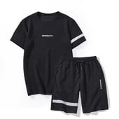 Ежедневен мъжки комплект от две части тениска + къси панталони в няколко цвята 