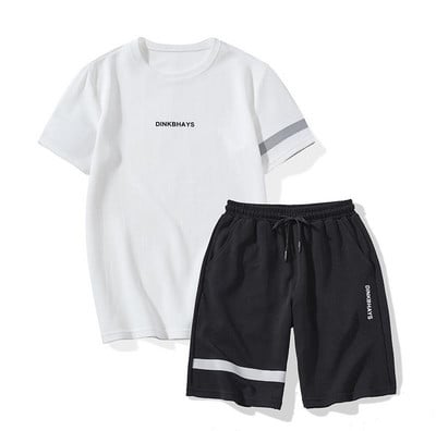 Ежедневен мъжки комплект от две части тениска + къси панталони в няколко цвята 