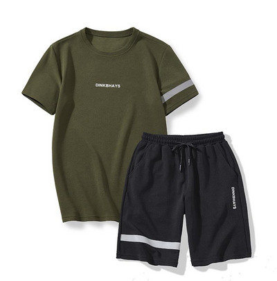 Ежедневен мъжки комплект от две части тениска + къси панталони в няколко цвята 