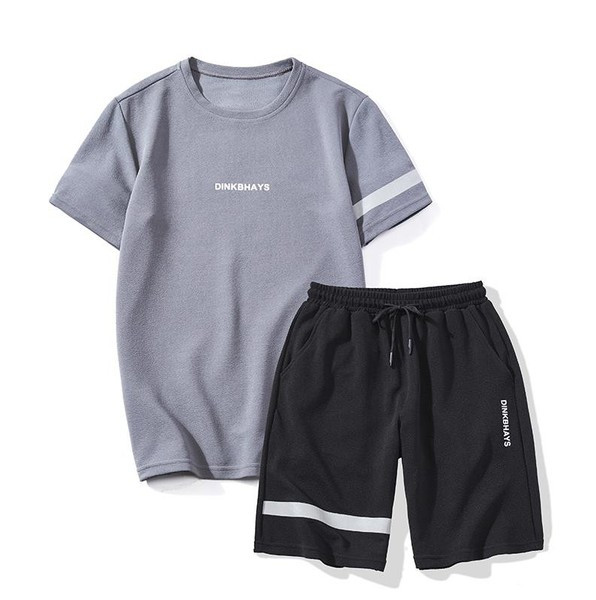 Ежедневен мъжки комплект от две части тениска + къси панталони в няколко цвята 