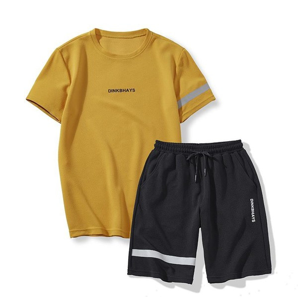 Ежедневен мъжки комплект от две части тениска + къси панталони в няколко цвята 