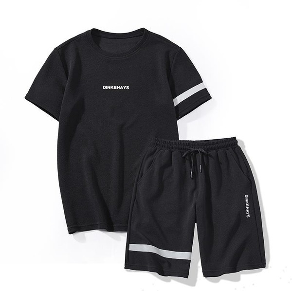Ежедневен мъжки комплект от две части тениска + къси панталони в няколко цвята 