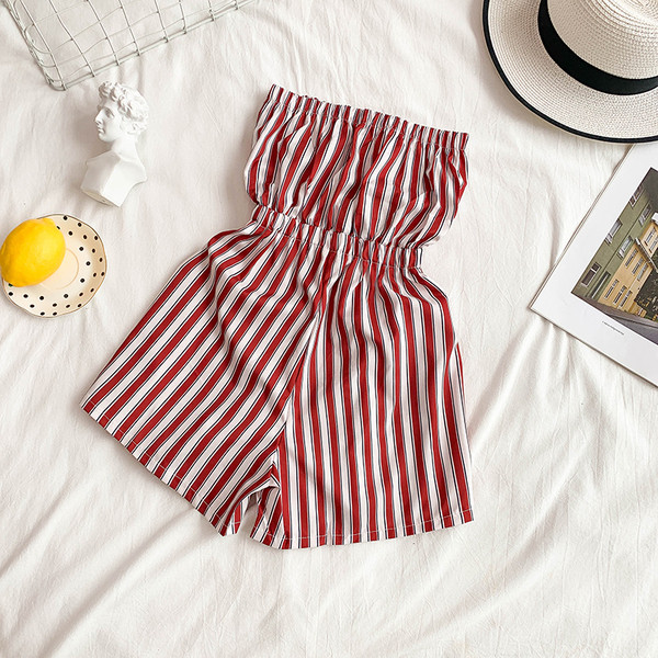 Női csíkos overall övvel