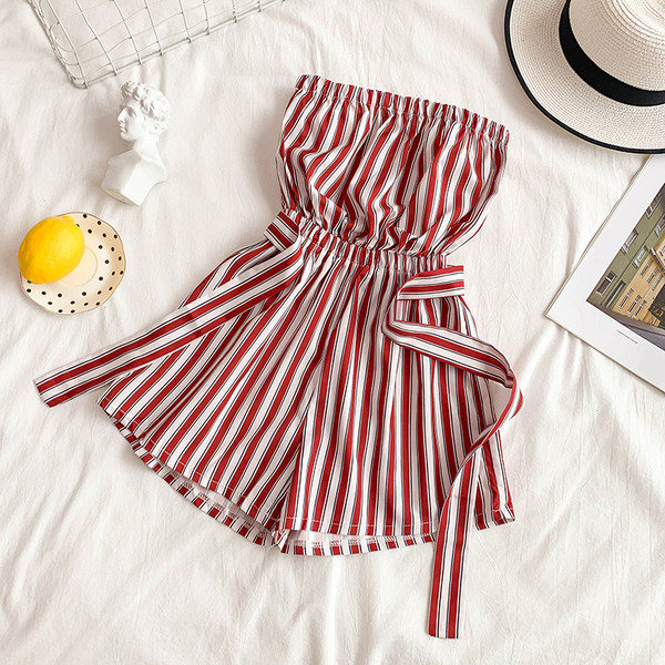 Női csíkos overall övvel