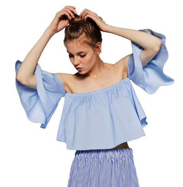 Stílusos női blúz rövid modell széles ujjal több színben