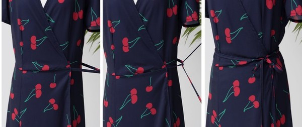 Rochie moderna de dama cu transfer si cravate in talie