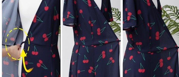 Rochie moderna de dama cu transfer si cravate in talie