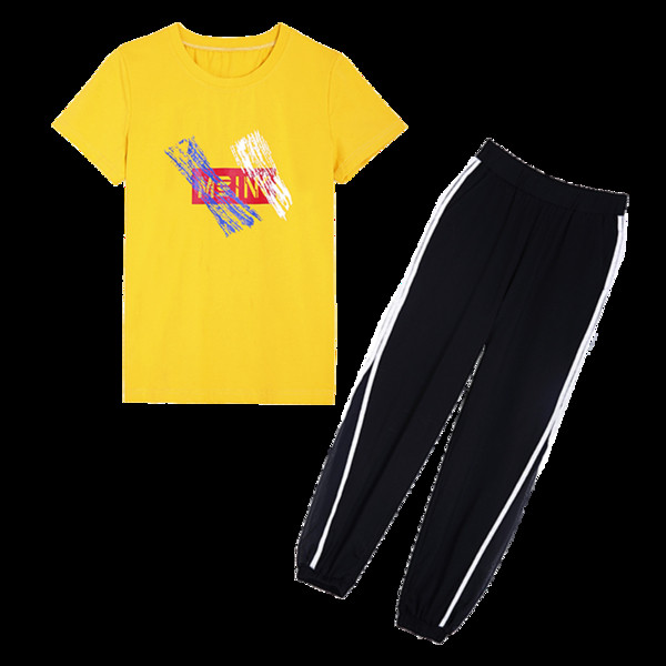 Női alkalmi blúz szett rövid ujjal és nadrággal