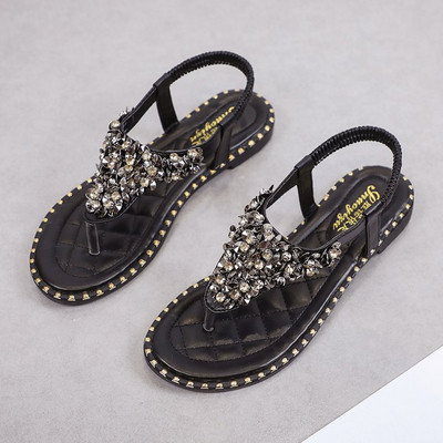 Alkalmi női szandál kövekkel fehér és fekete színben