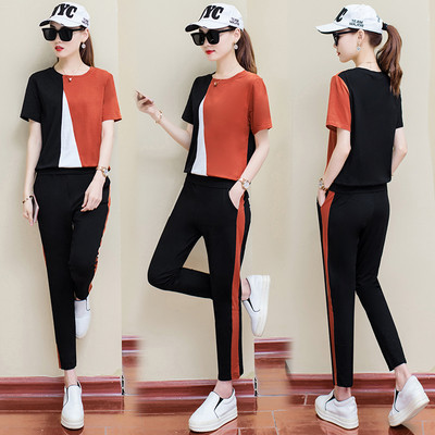 Női alkalmi blúz szett rövid ujjal és nadrággal több színben