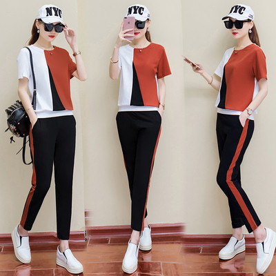 Női alkalmi blúz szett rövid ujjal és nadrággal több színben