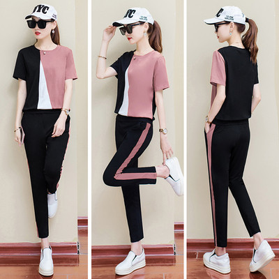 Női alkalmi blúz szett rövid ujjal és nadrággal több színben