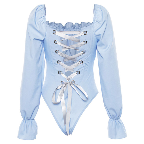 Női test érdekes ujjakkal, hátul megkötővel