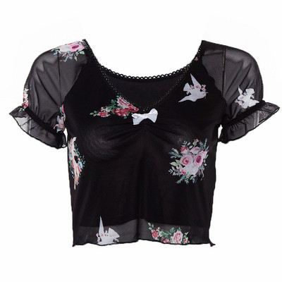 Női rövid felső, nyakkivágással, két színben