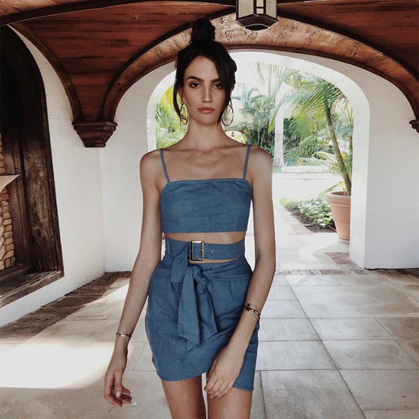 Kétrészes női szett kék színben