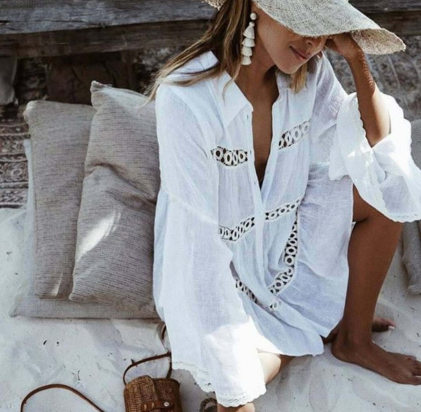 Rochie de plajă actuală pentru femei în alb