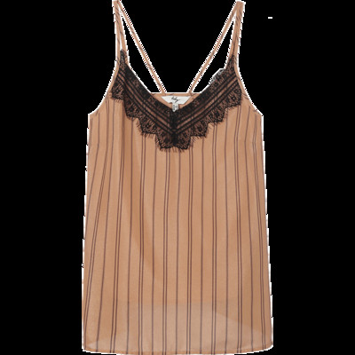 Modern női felső, vékony pántokkal és csipkével, két színben