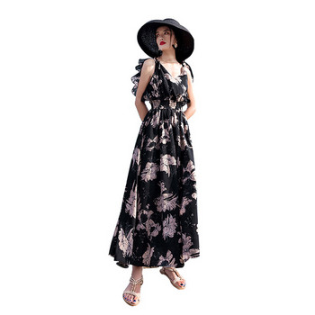 Γυναικείο καλοκαιρινό φόρεμα με γυμνή πλάτη και floral print