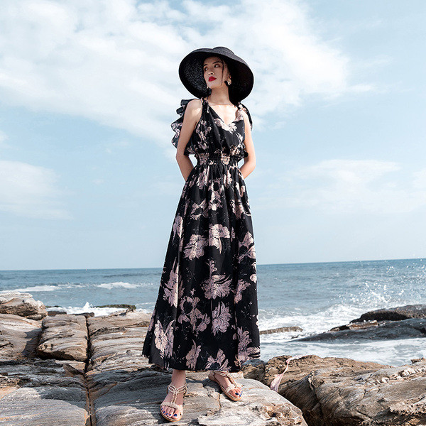 Rochie de vara dama cu spatele gol si imprimeu floral