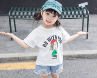 Gyerek póló lányoknak fehér és rózsaszín színben, rátéttel