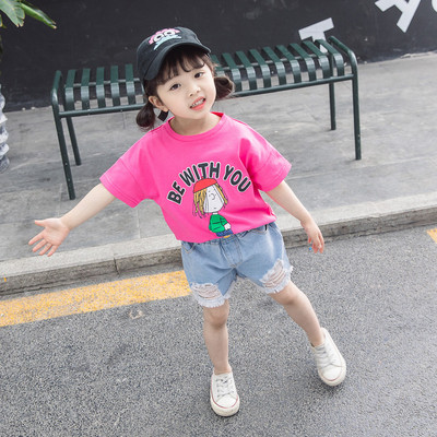 Gyerek póló lányoknak fehér és rózsaszín színben, rátéttel