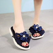 Papuci moderni de dama cu element 3D si perle in mai multe culori