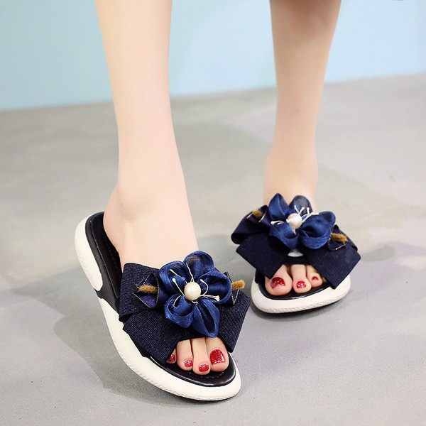 Papuci moderni de dama cu element 3D si perle in mai multe culori