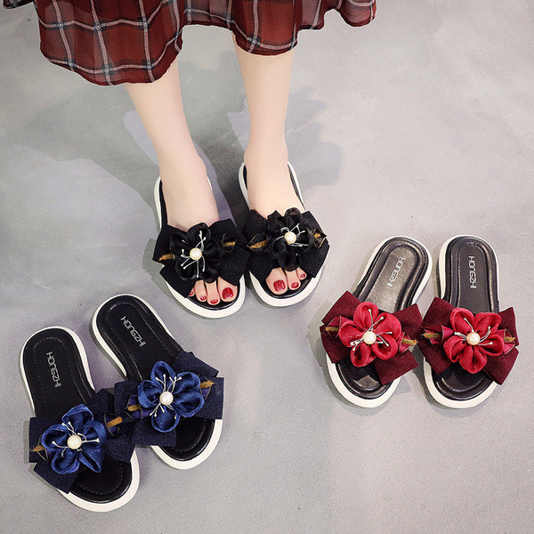 Papuci moderni de dama cu element 3D si perle in mai multe culori