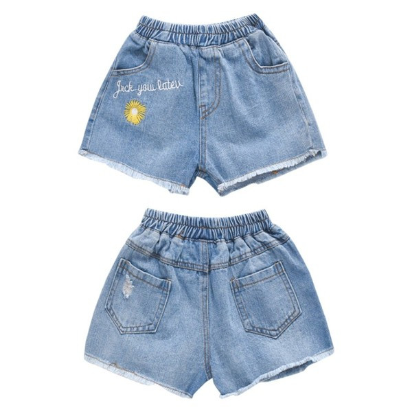 Gyermek rövidnadrág két színben hímzéssel - lányoknak