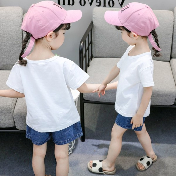 Alkalmi gyerek póló fehér színben, rátéttel lányoknak