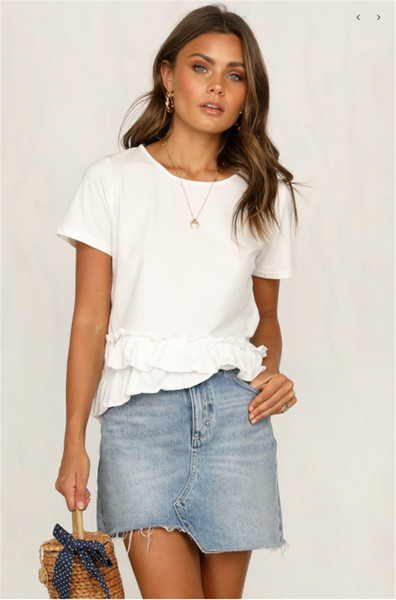 Alkalmi női póló O-nyakkal, fehér színben