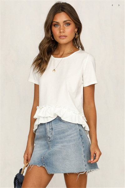 Alkalmi női póló O-nyakkal, fehér színben