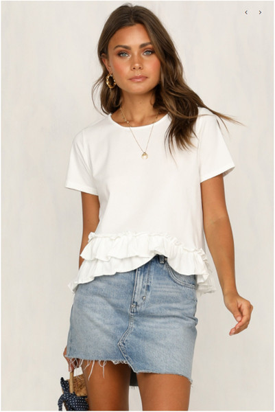 Alkalmi női póló O-nyakkal, fehér színben