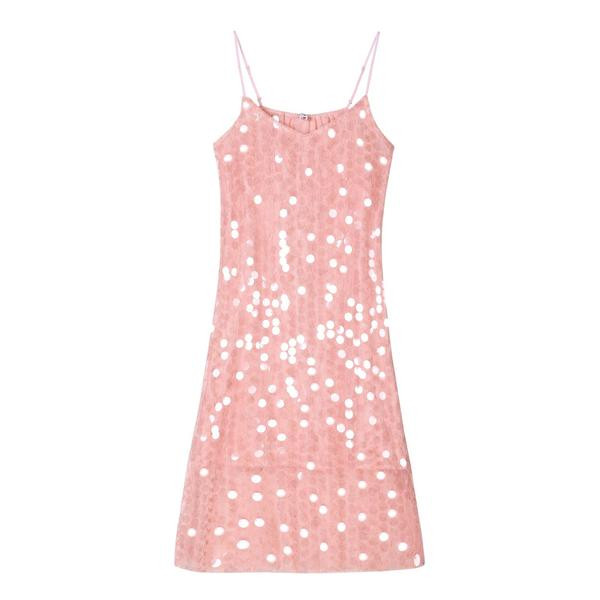 Modern és stílusos női ruha rózsaszín flitterekkel